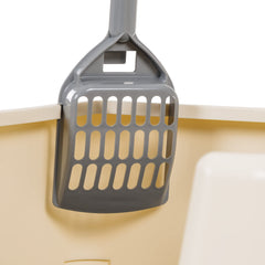 Amazon Basics durable BPA-free plastic litter box for long-lasting, recyclable use.
