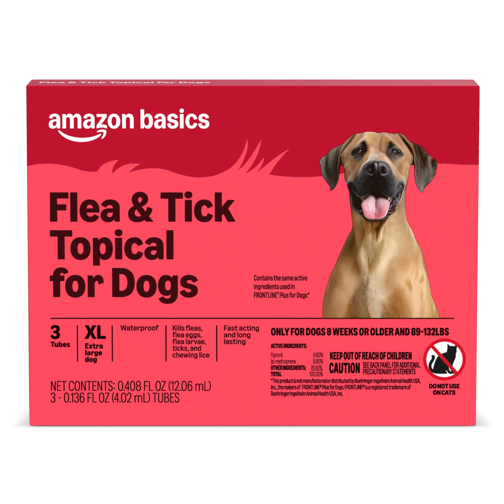 Amazon Basics flea and tick treatment for XL dogs shows quick action within 24 hours.