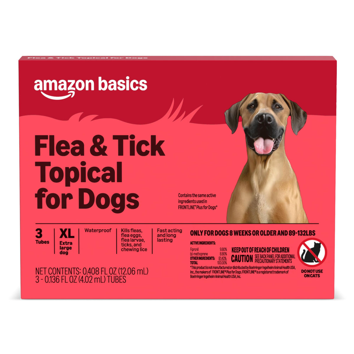 Amazon Basics flea and tick treatment for XL dogs shows quick action within 24 hours.