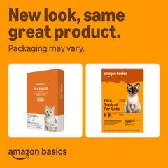 Applying Amazon Basics flea treatment between the shoulder blades on a cat.