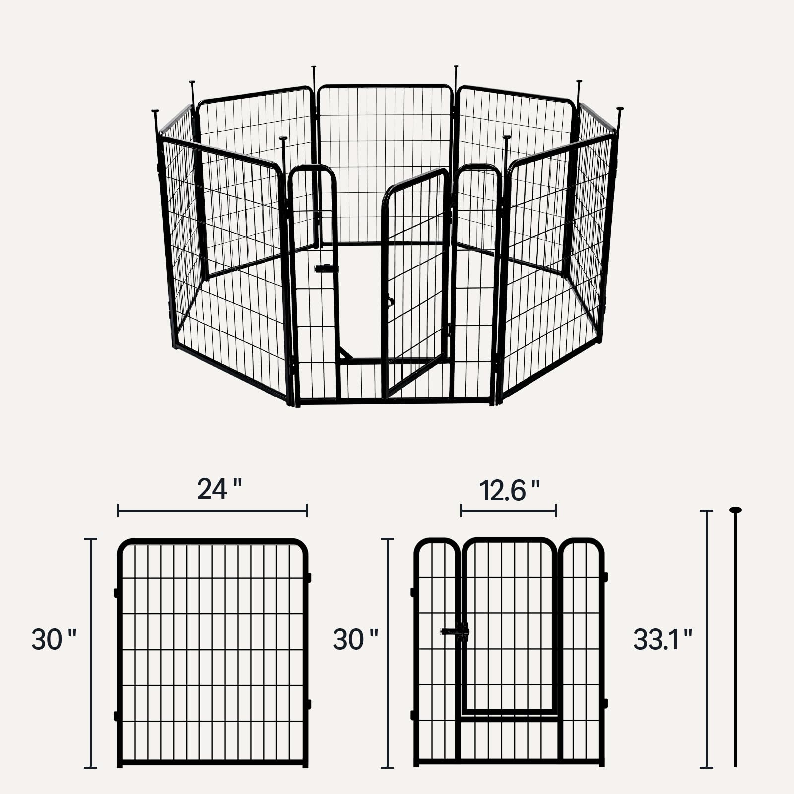 Amazon Basics foldable dog pen stored flat for easy transport and storage.