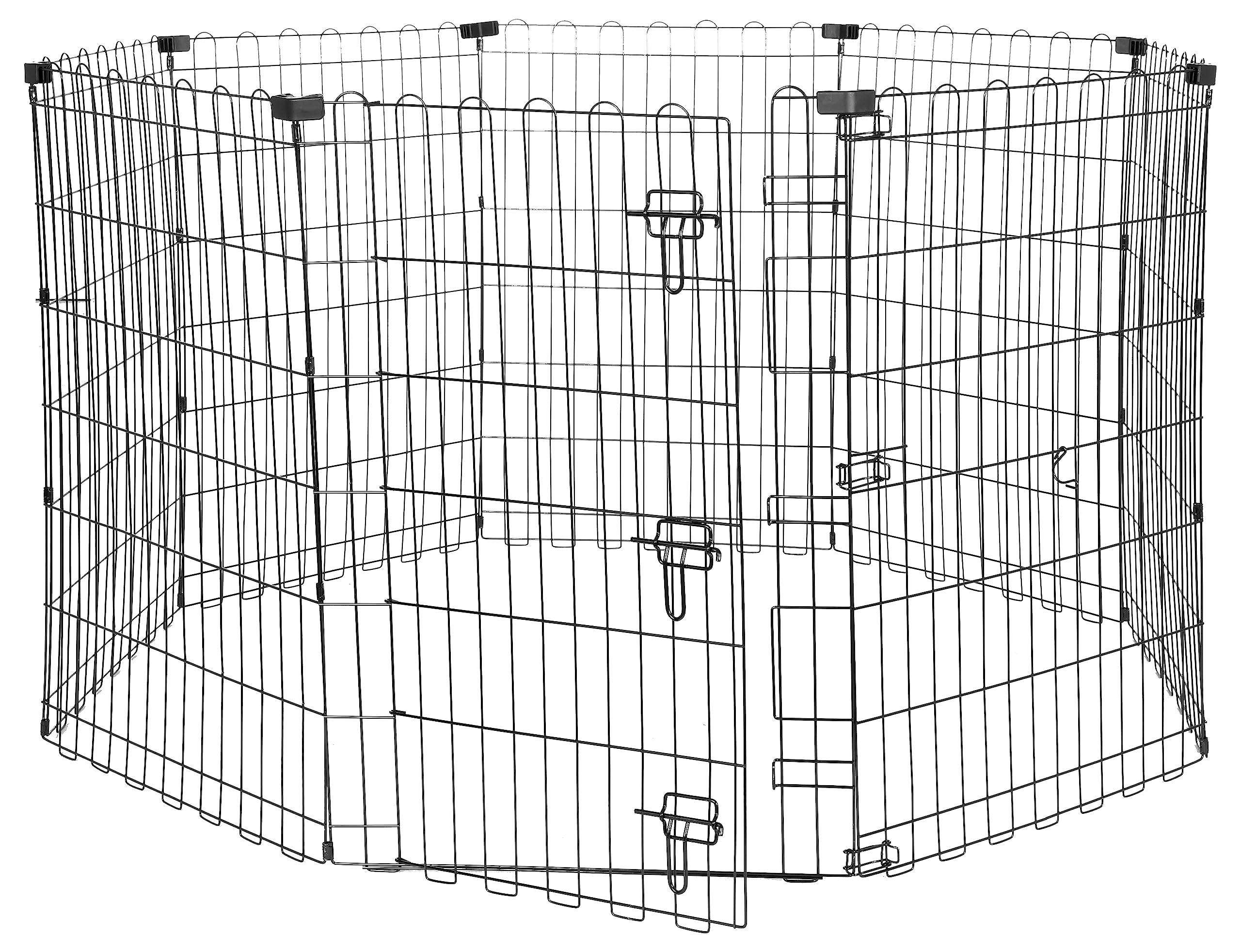 Amazon Basics foldable dog playpen with door offers easy access during playtime