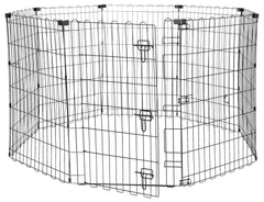 Amazon Basics foldable dog playpen with door offers easy access during playtime