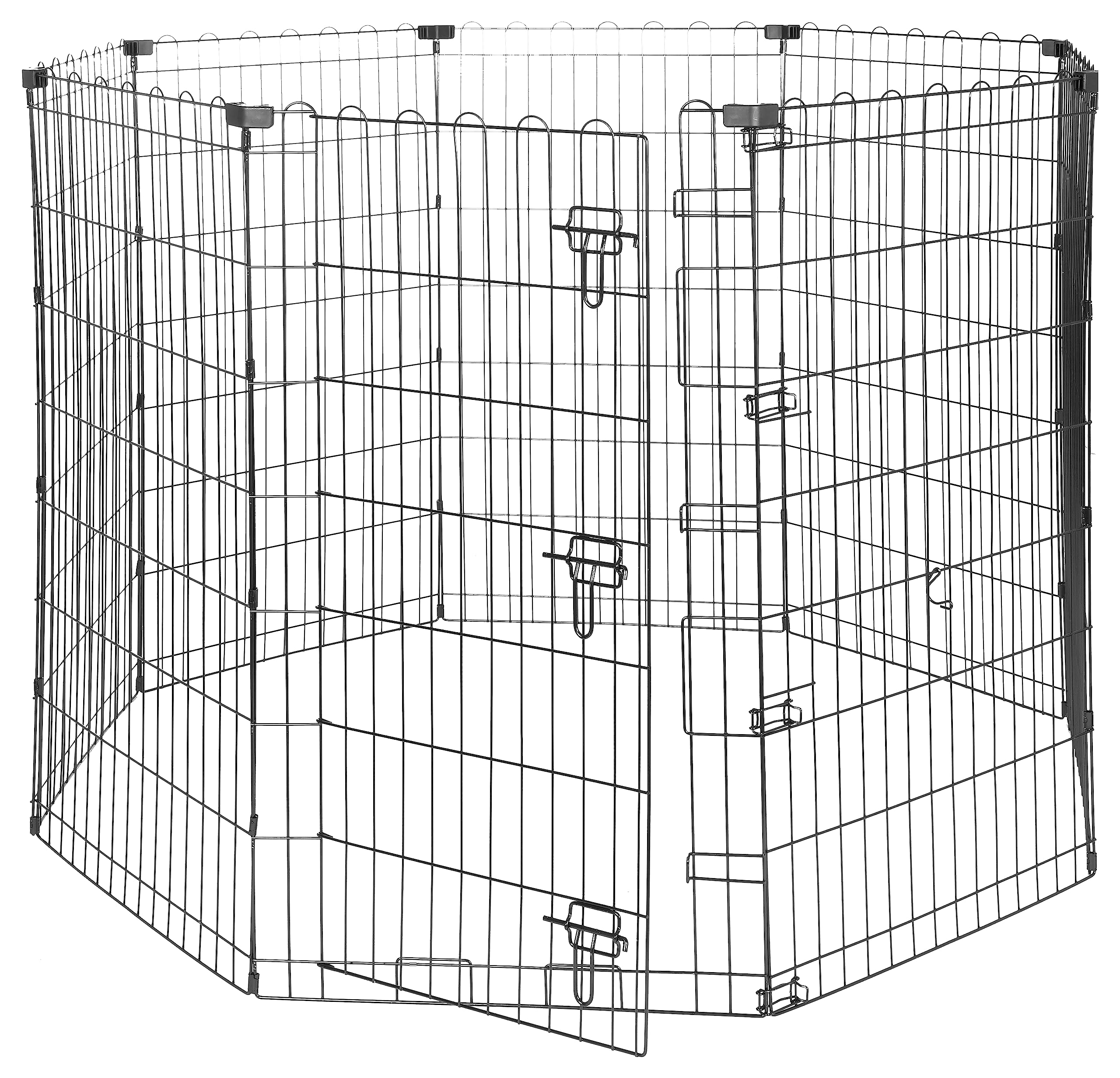 Amazon Basics foldable dog playpen octagonal for indoor or outdoor use, easy setup.