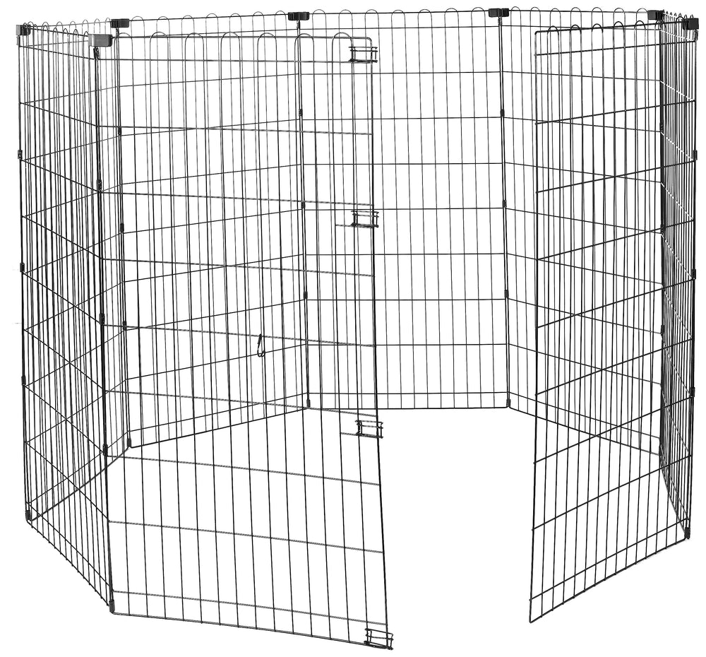 Amazon Basics foldable dog playpen round 60x60x48 inches for versatile indoor-outdoor containment.