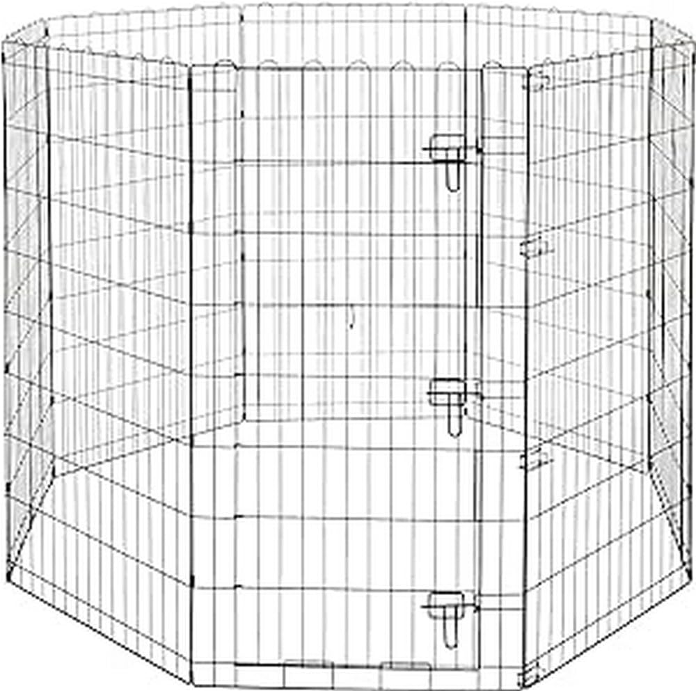 Amazon Basics foldable metal dog playpen octagonal for sturdy indoor or outdoor use.