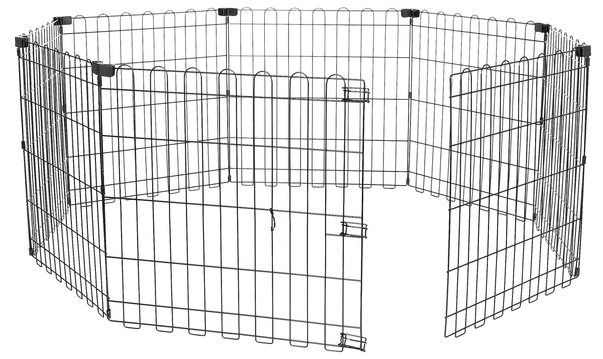 Amazon Basics foldable octagonal playpen assembly enables quick setup for small dogs