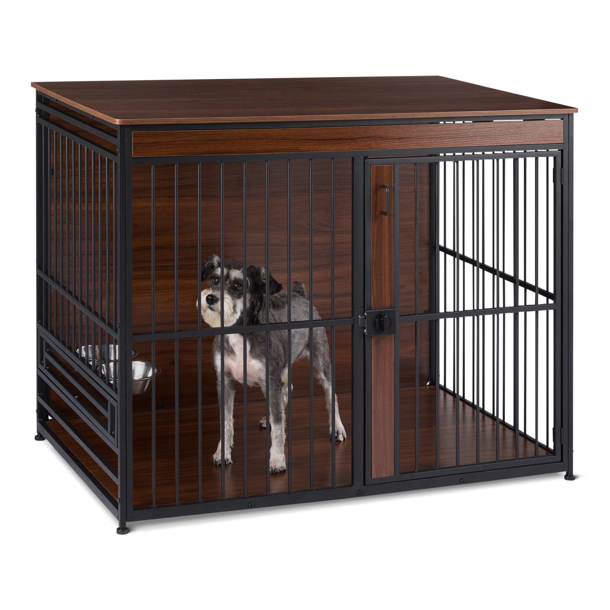 Amazon Basics furniture-style 48-inch dog crate front view for secure containment.