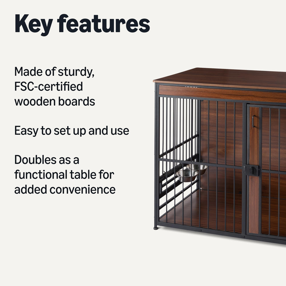 Amazon Basics dog crate top surface shows versatile side table display.