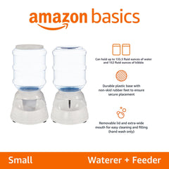 Amazon Basics gravity food feeder 152oz for cats and dogs.