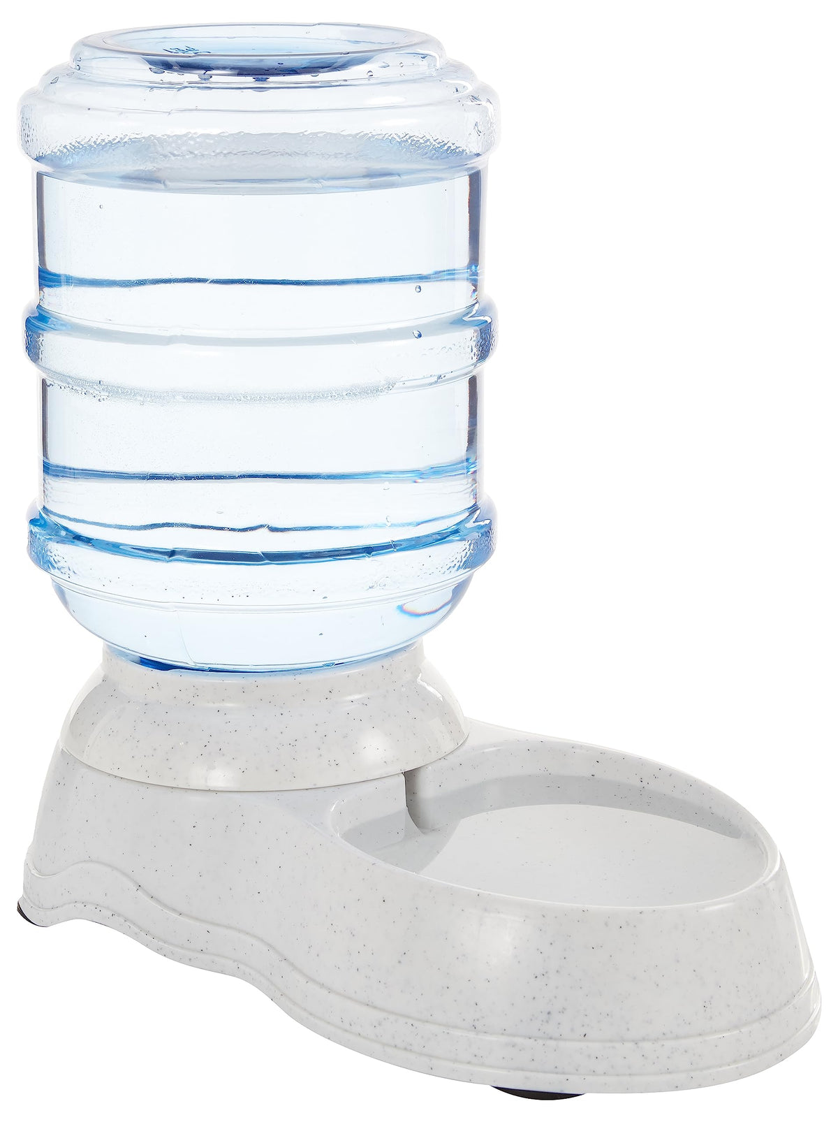 Amazon Basics gravity pet water dispenser, 1-gallon capacity, helps reduce refills for pets.