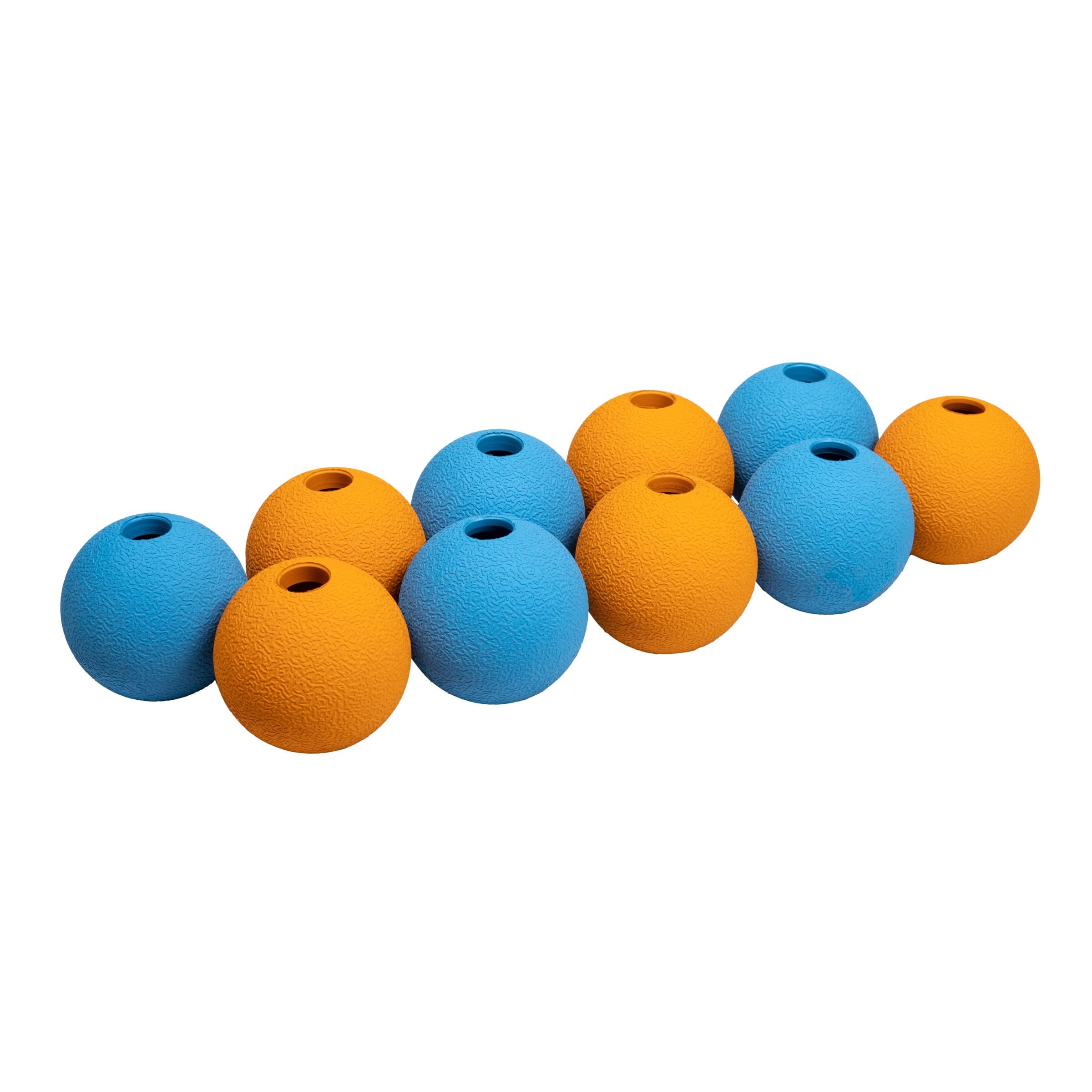 Amazon Basics dog ball in blue and orange, a durable fetch toy