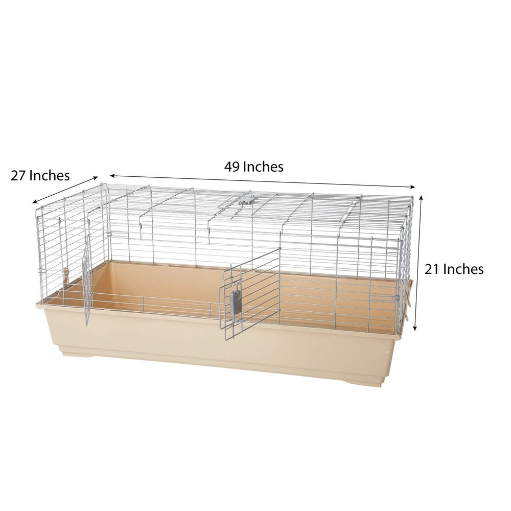 Amazon Basics jumbo cage measures 48.6 x 26.6 x 20.6 inches for roomy housing.