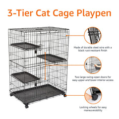 Amazon Basics cage playpen removable leak-proof tray for easy cleanup.