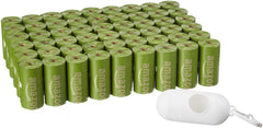 Amazon Basics leak-proof dog poop bags with dispenser and leash clip for easy cleanup on walks