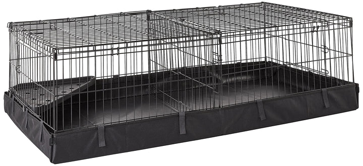 Amazon Basics leakproof canvas-bottom cage highlights easy cleanup and mess containment.