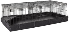 Amazon Basics leakproof canvas-bottom cage highlights easy cleanup and mess containment.