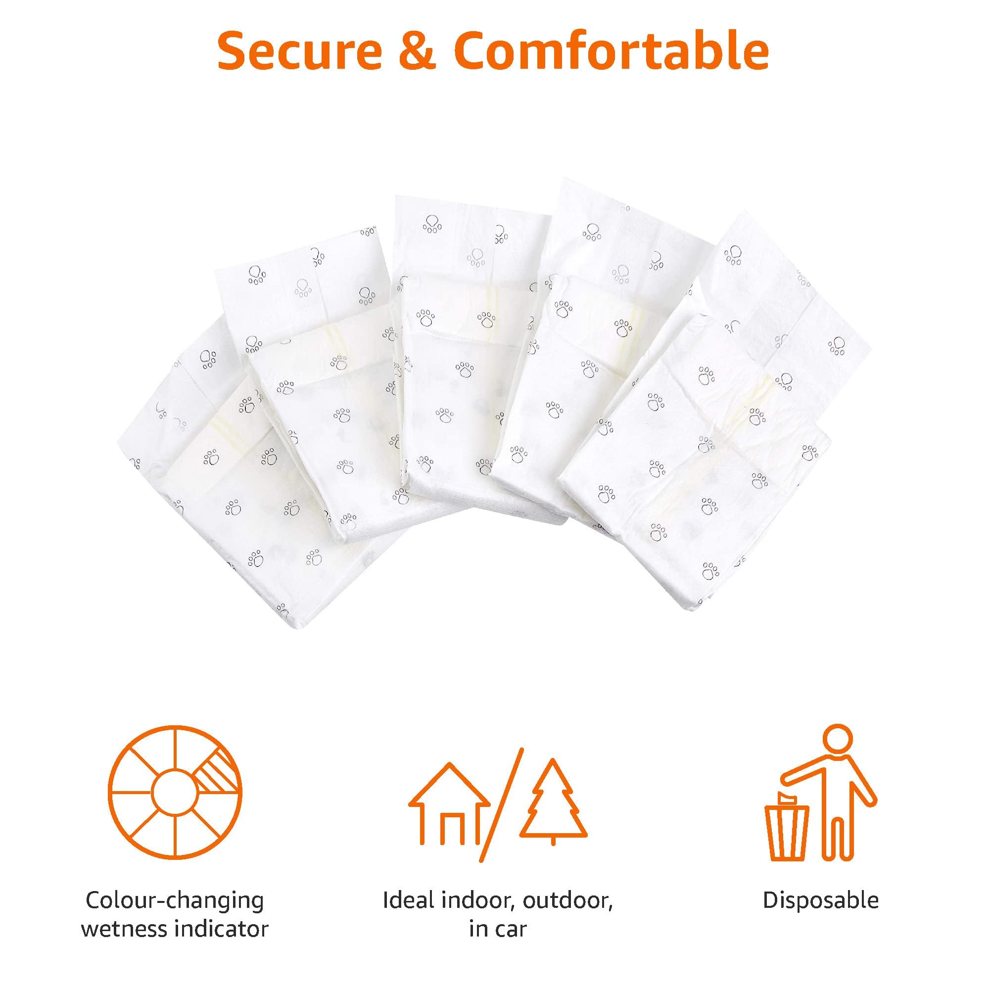 Amazon Basics male dog diapers product image emphasizes absorbent core.