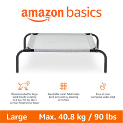 Amazon Basics metal-frame dog bed in grey provides sturdy support