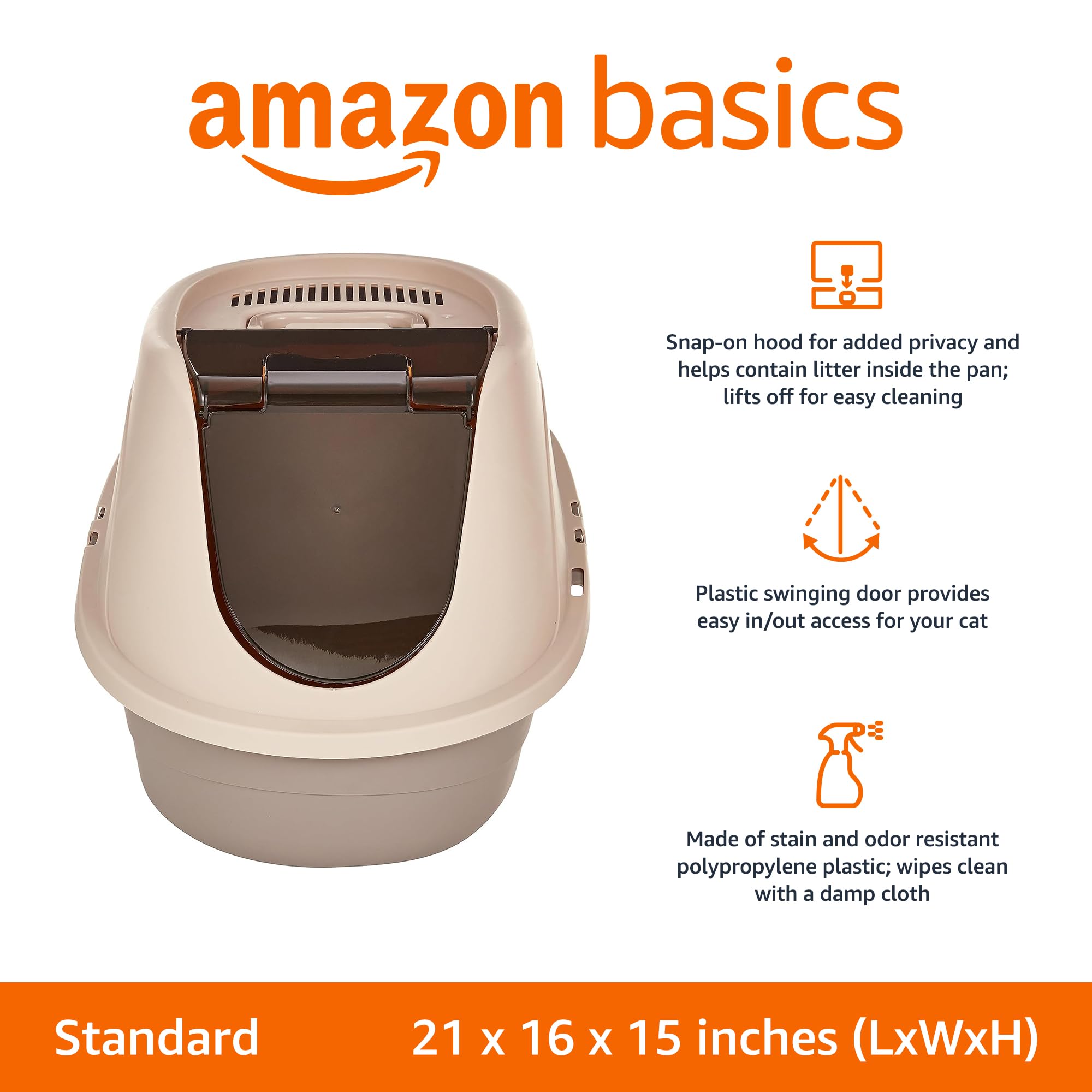 Amazon Basics hooded litter box with odor-control carbon filter
