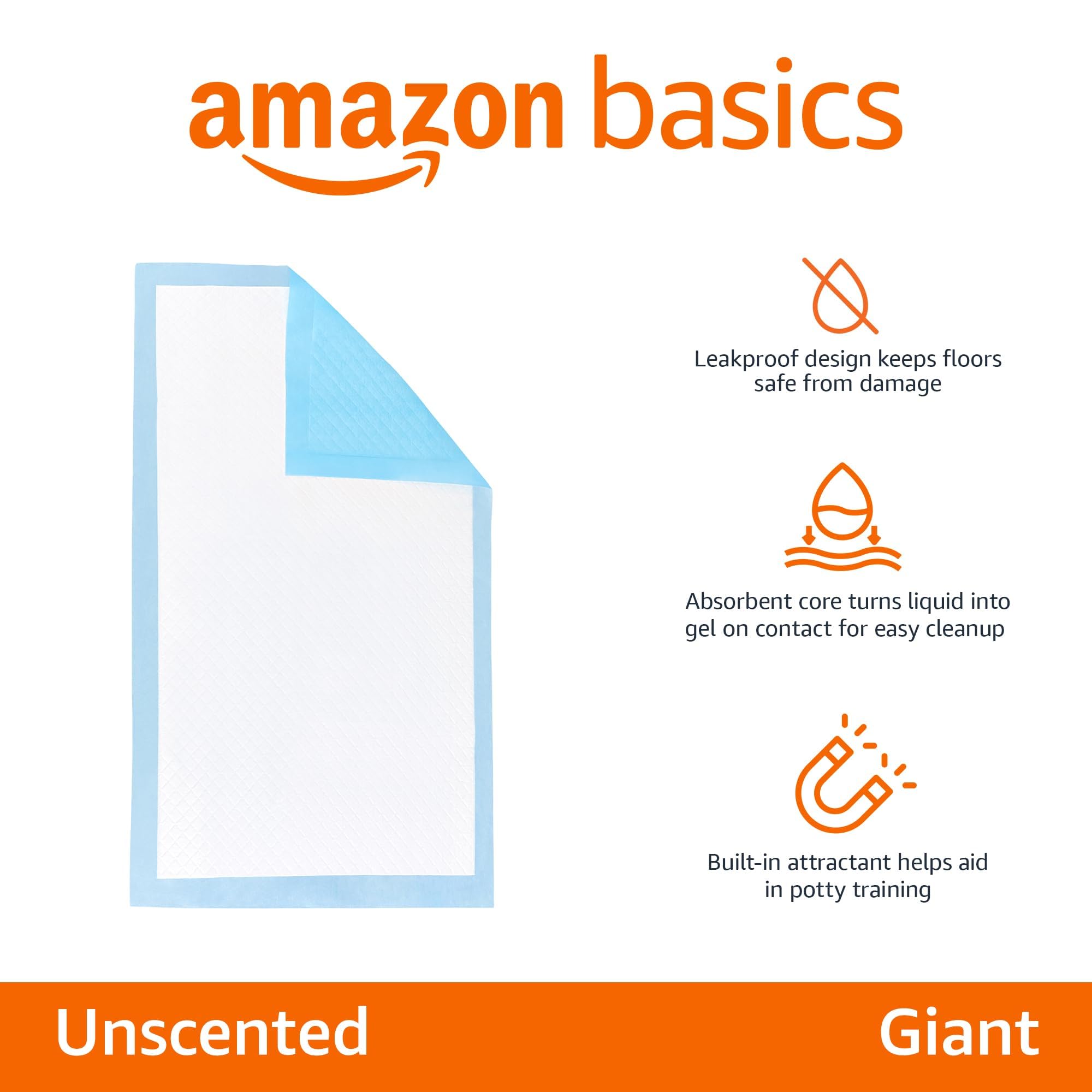 Amazon Basics pee pad with leak-proof border protecting floors during housebreaking