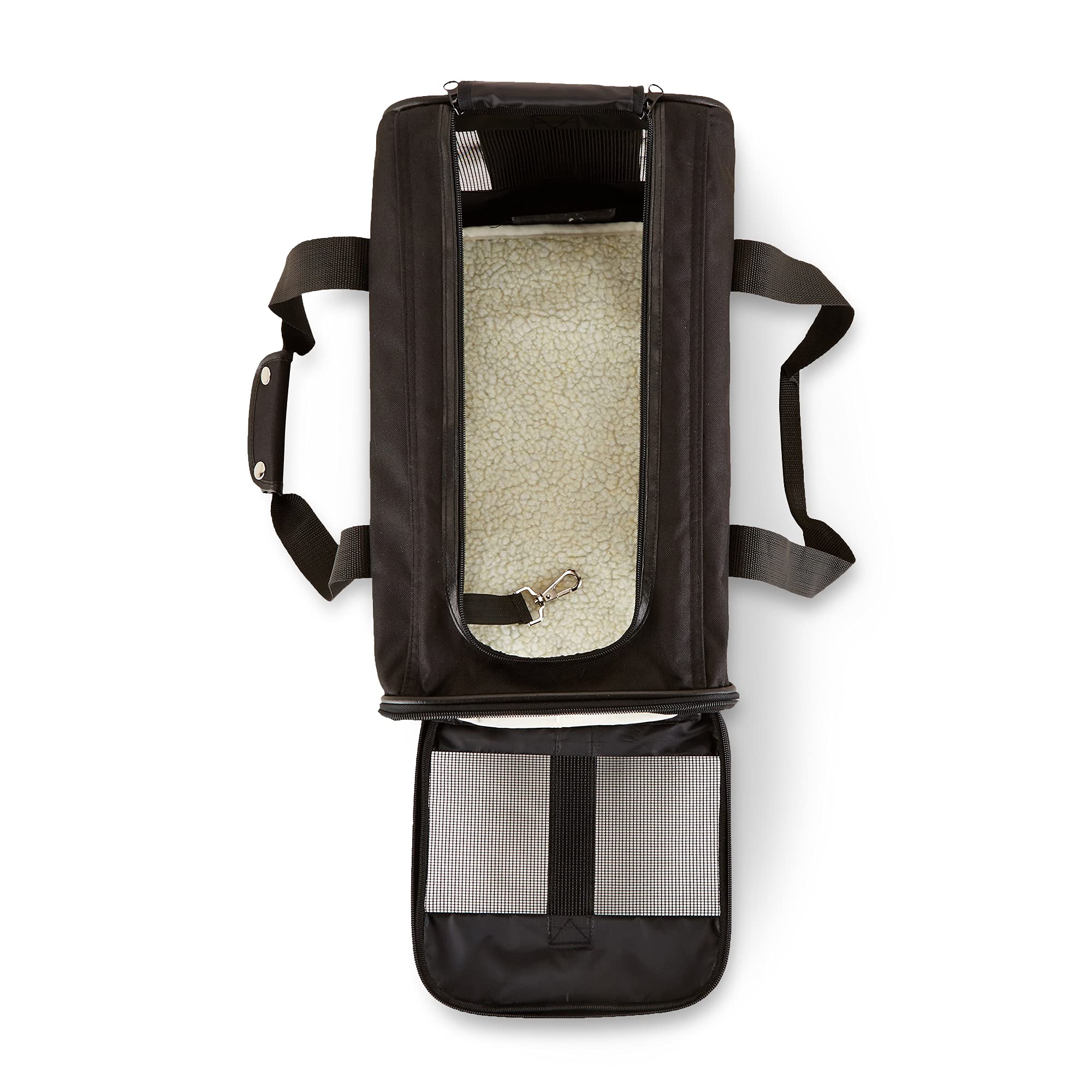 Amazon Basics durable zipper closures secure the pet inside during travel