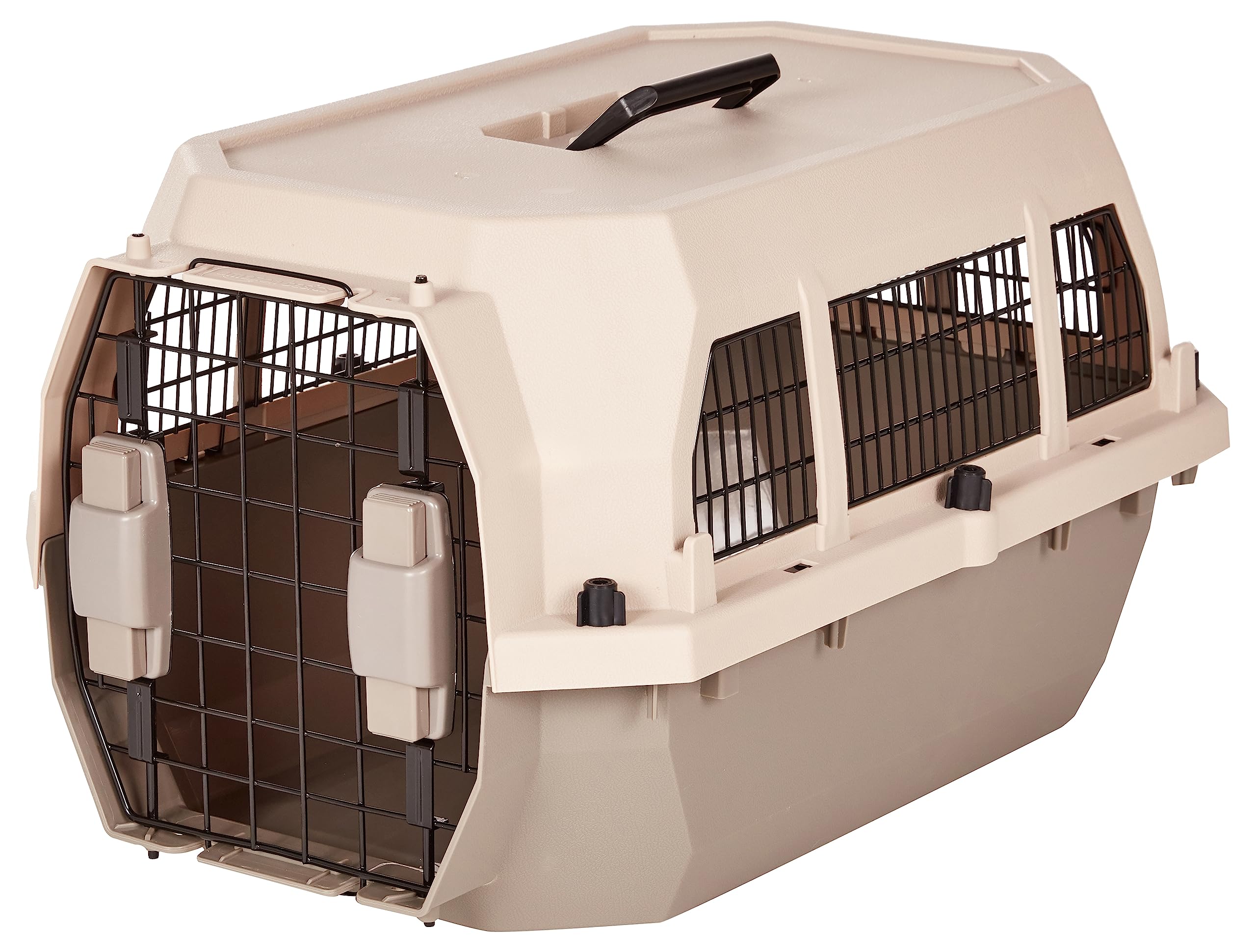 Amazon Basics pet carrier with front-entry door for secure loading on trips