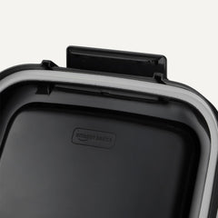 Amazon Basics 30lb capacity container holding ample dry kibble for a busy home.