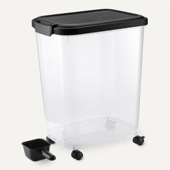 Amazon Basics detachable scoop shown with storage slot for quick portions.