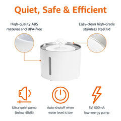 Three-filter system included with replacements for the Amazon Basics fountain