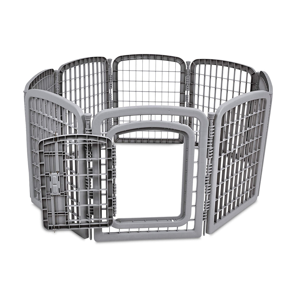 Amazon Basics playpen gate lock closeup for secure, easy entry.