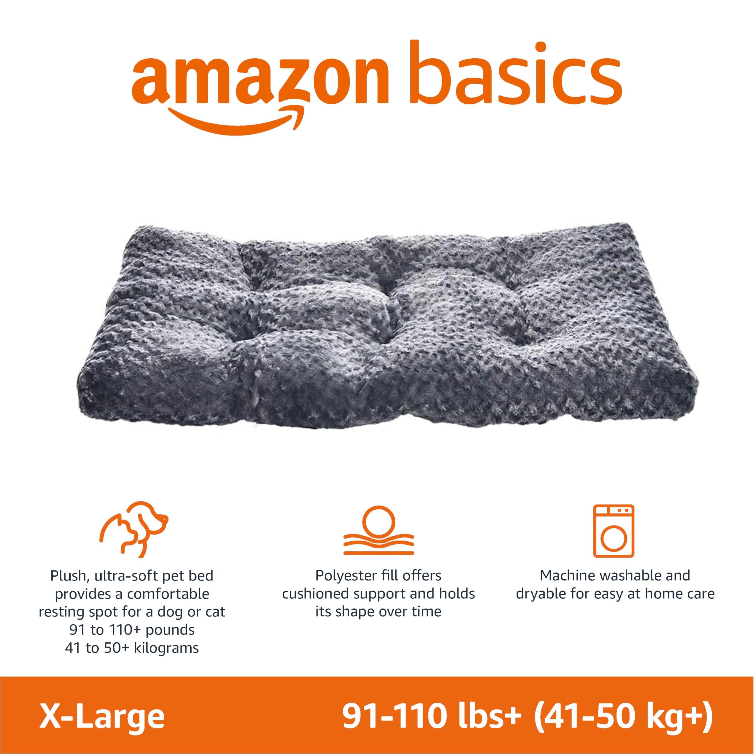 Amazon Basics plush exterior close-up shows tufted stitching for cushioned comfort.