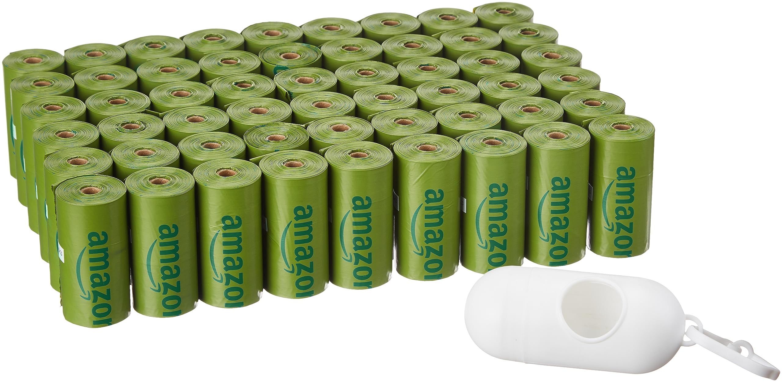 Amazon Basics premium leak-proof poop bags with dispenser for easy bag removal on walks.