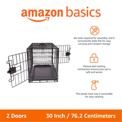 Amazon Basics crate with side door offering easy access in home setups.