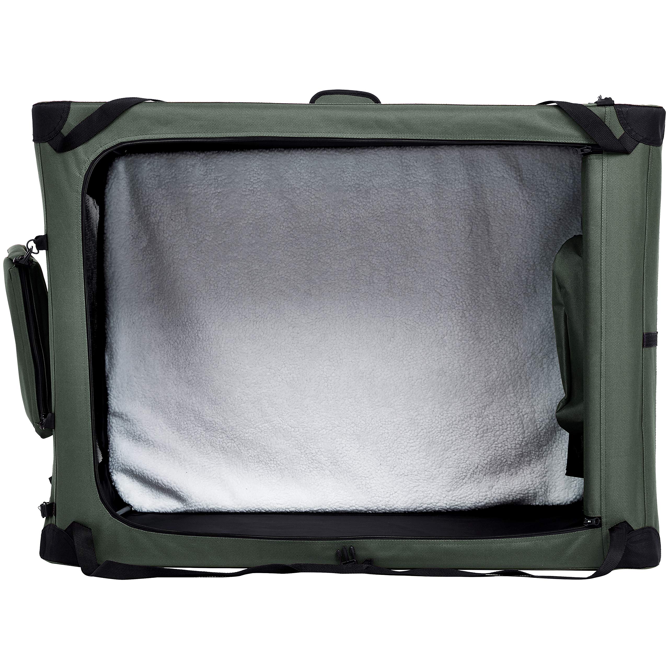 Amazon Basics ventilated crate with mesh windows promoting airflow and visibility