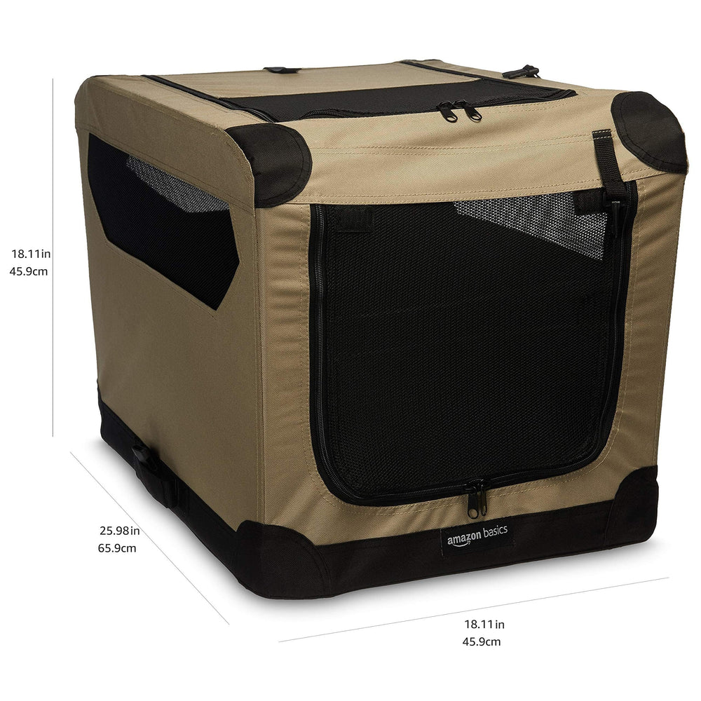 Amazon Basics soft dog crate with front door for convenient access during travel