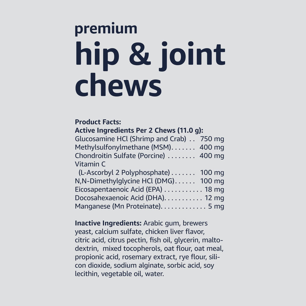 Amazon Basics dog chews ready to chew beside a bowl.