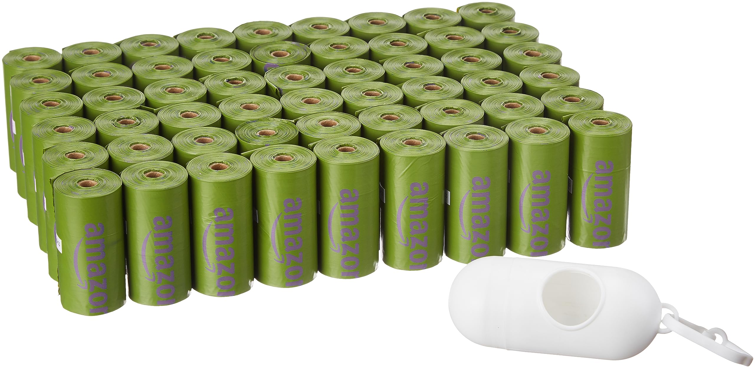 Amazon Basics premium leak-proof dog poop bags with lavender scent, ideal for quick, clean pickups.
