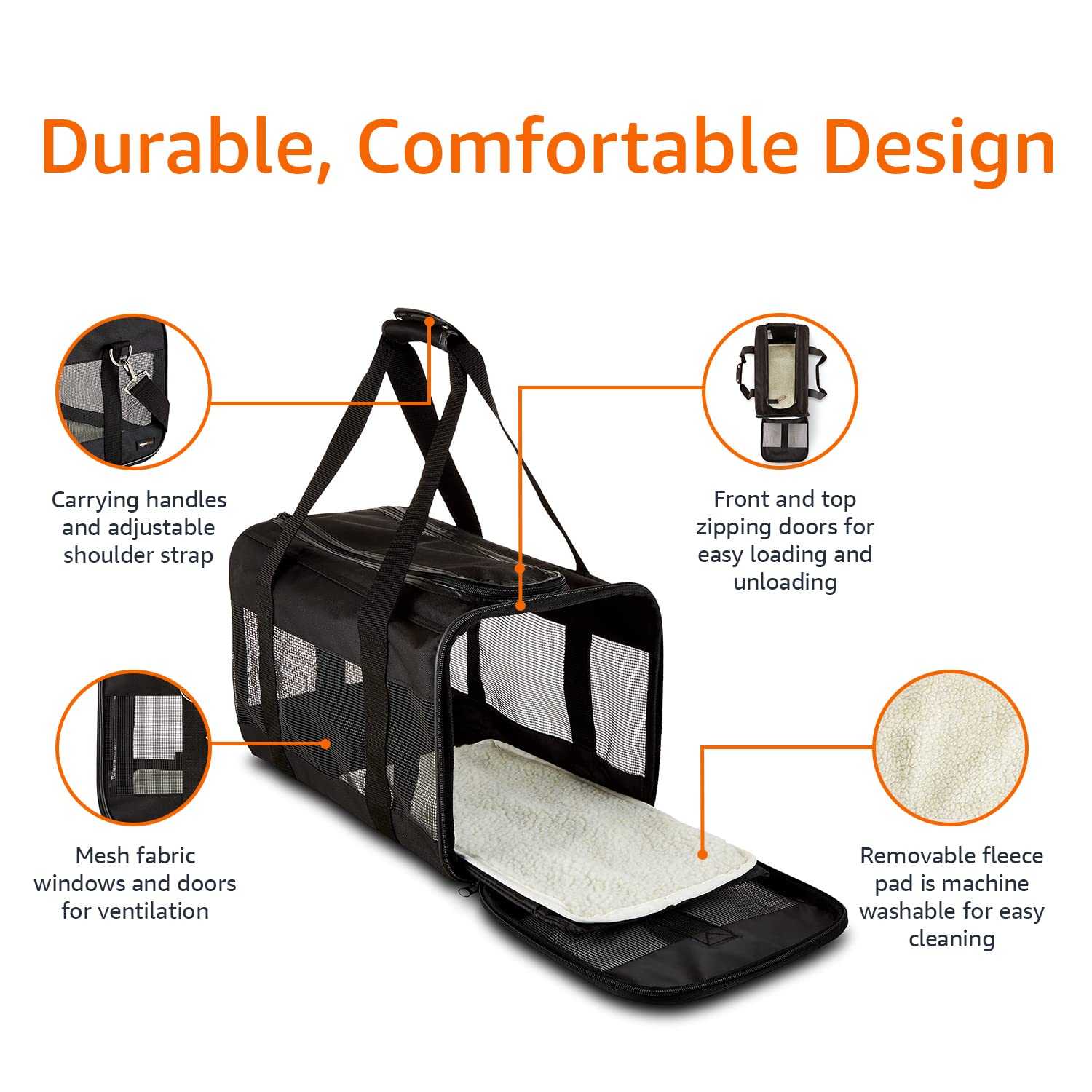 Amazon Basics removable fleece pad, machine washable for quick cleaning.