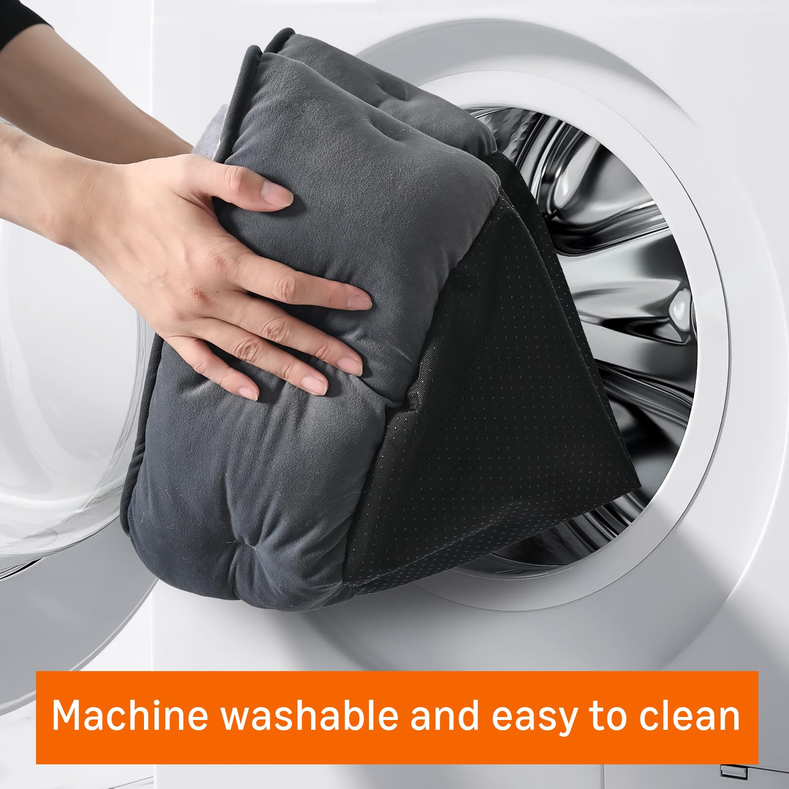 Machine washable cover and cushion ready for cleaning in a washing machine