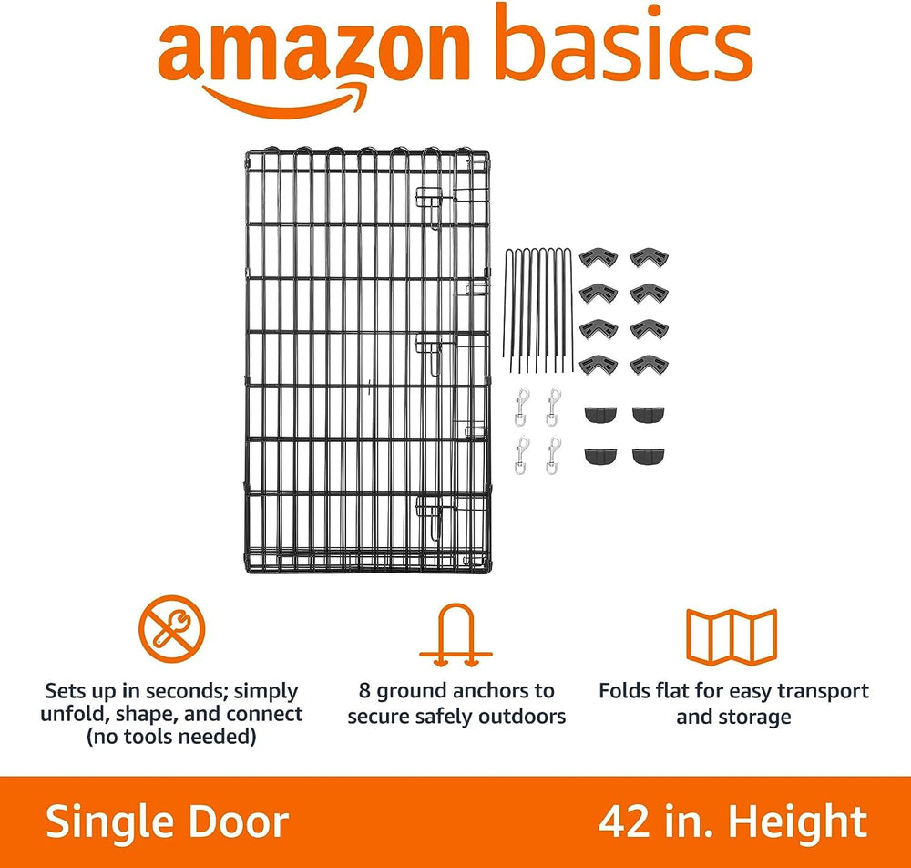 Amazon Basics rustproof finish on the dog pen frame for lasting use.