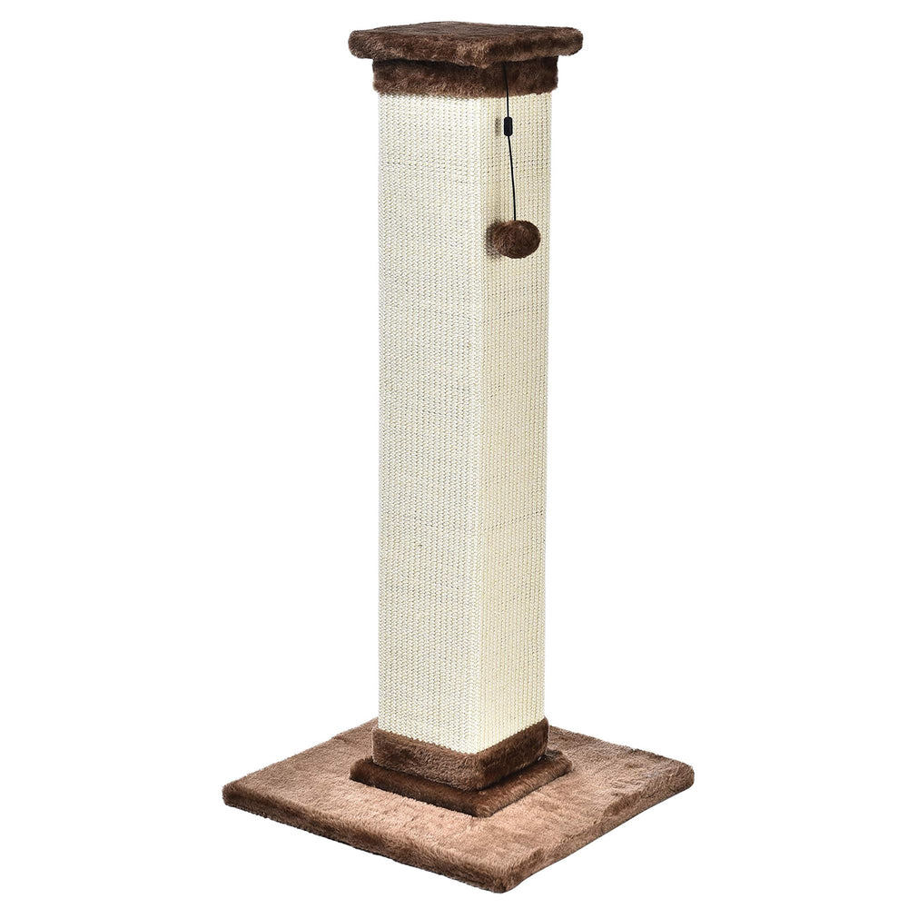 Amazon Basics scratching post pillar with natural jute provides a satisfying scratch surface.