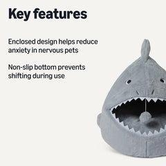 Amazon Basics shark cat house interior den with warm, enclosed space for nervous pets