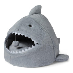 Amazon Basics shark cat house exterior in grey inviting cozy den for indoor cats
