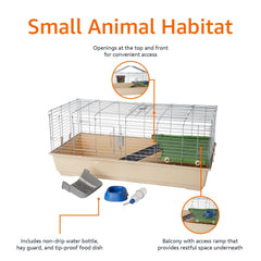 Amazon Basics includes water bottle, hay guard, balcony and ramp for interactive play.