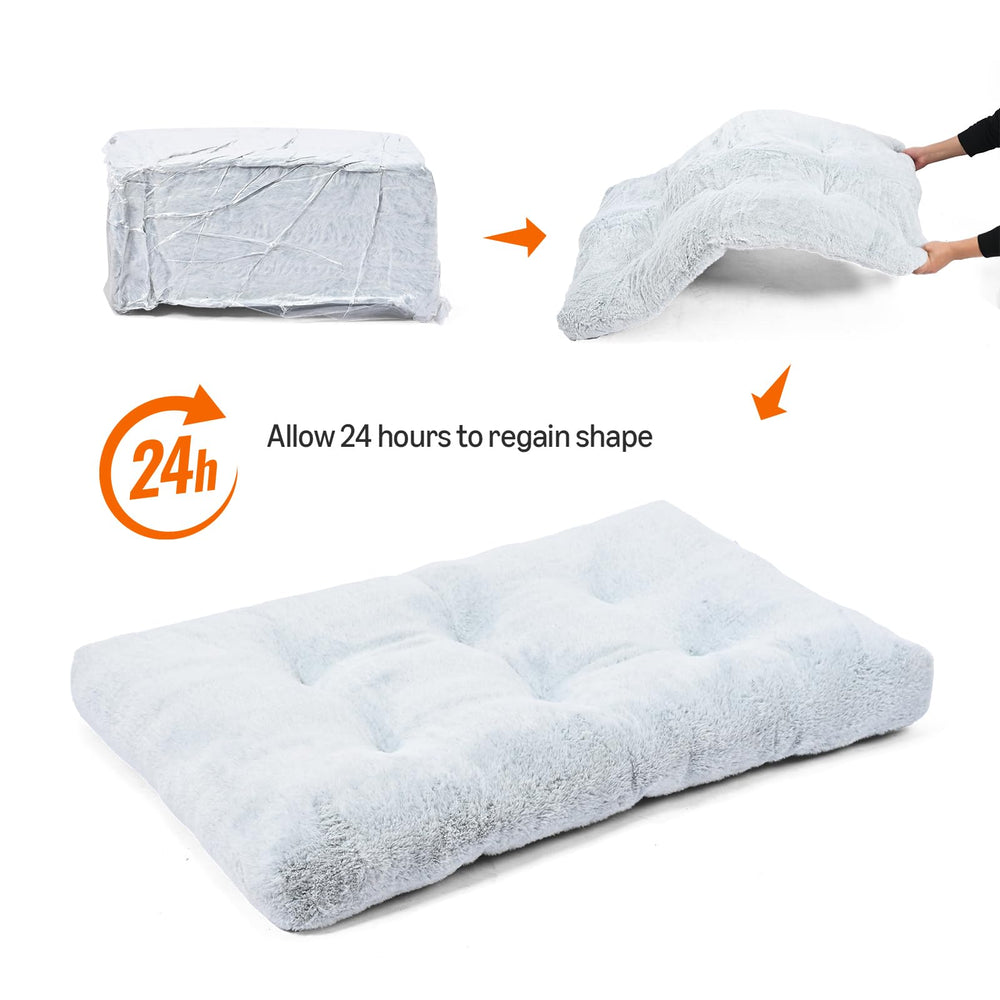 Amazon Basics bed measures 30 by 19 by 3 inches for compact transport