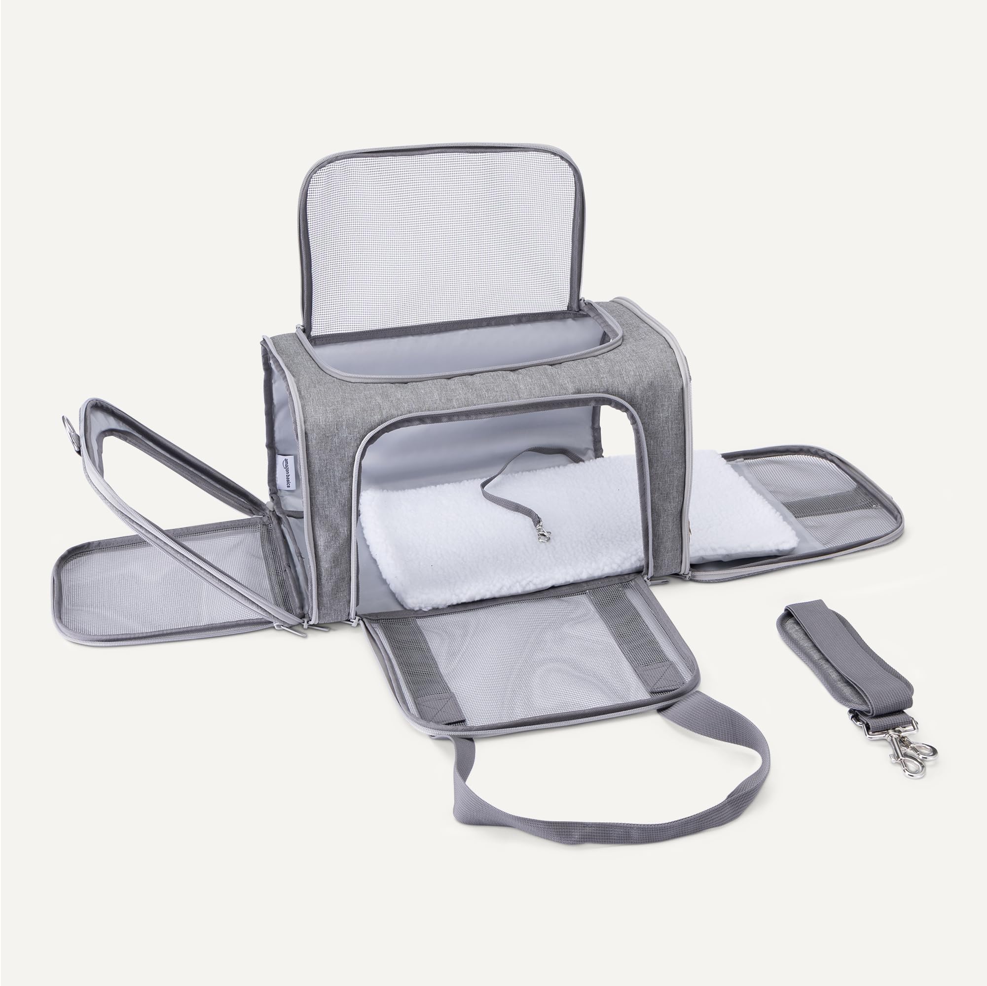 Amazon Basics soft pet carrier folded flat for compact storage