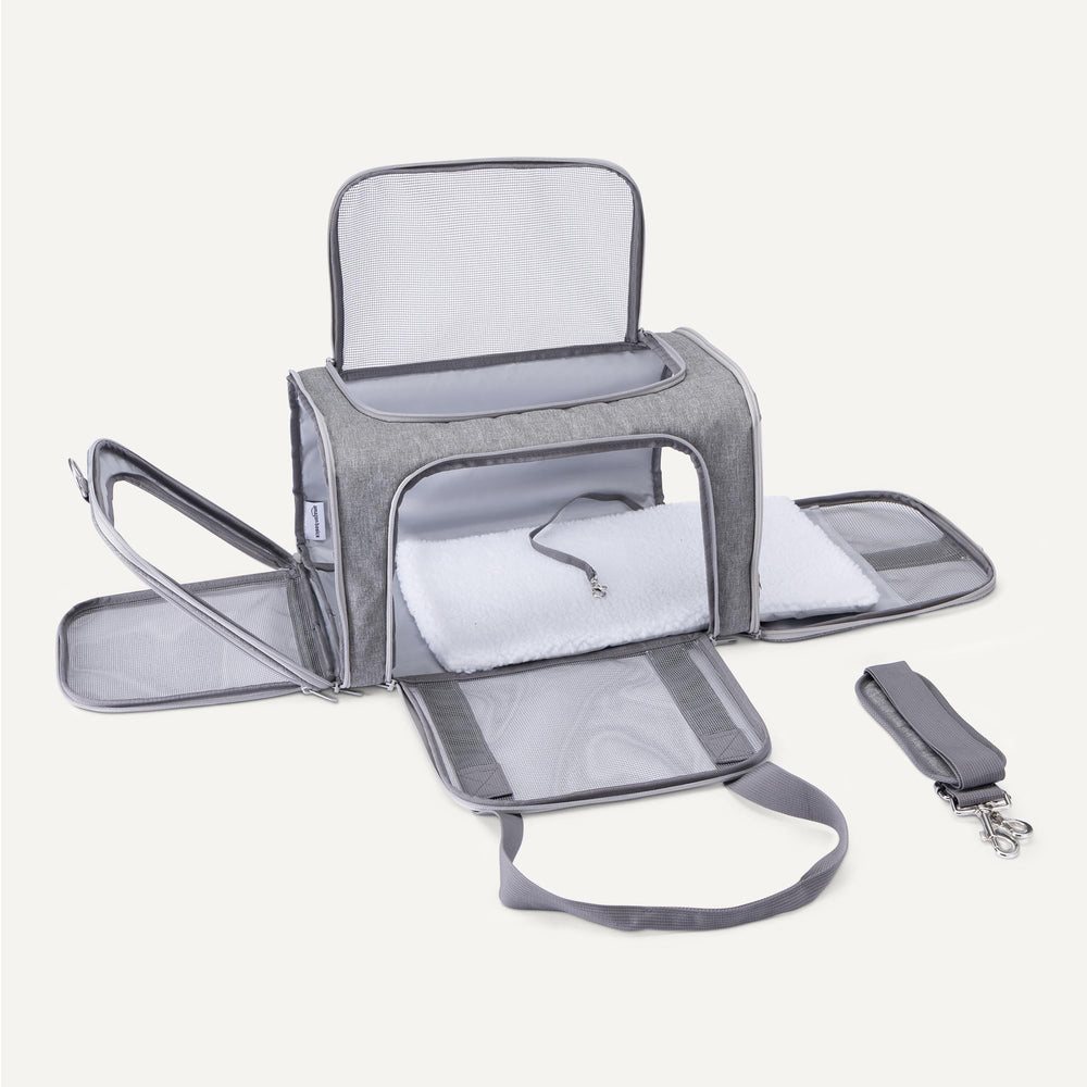Amazon Basics soft pet carrier folded flat for compact storage