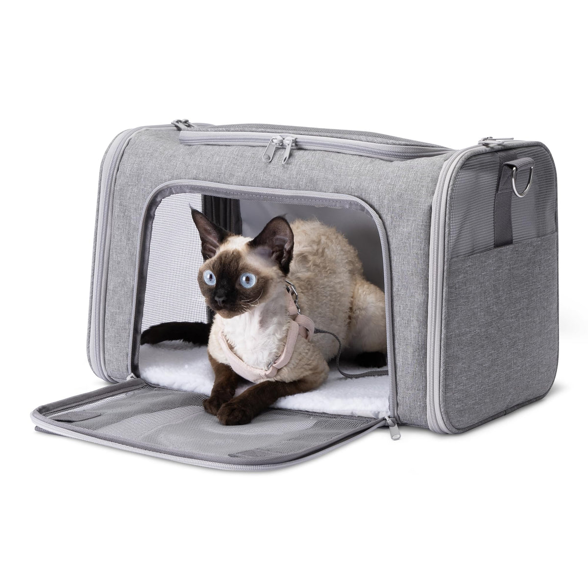 Amazon Basics soft pet carrier top entry for easy loading and comfort