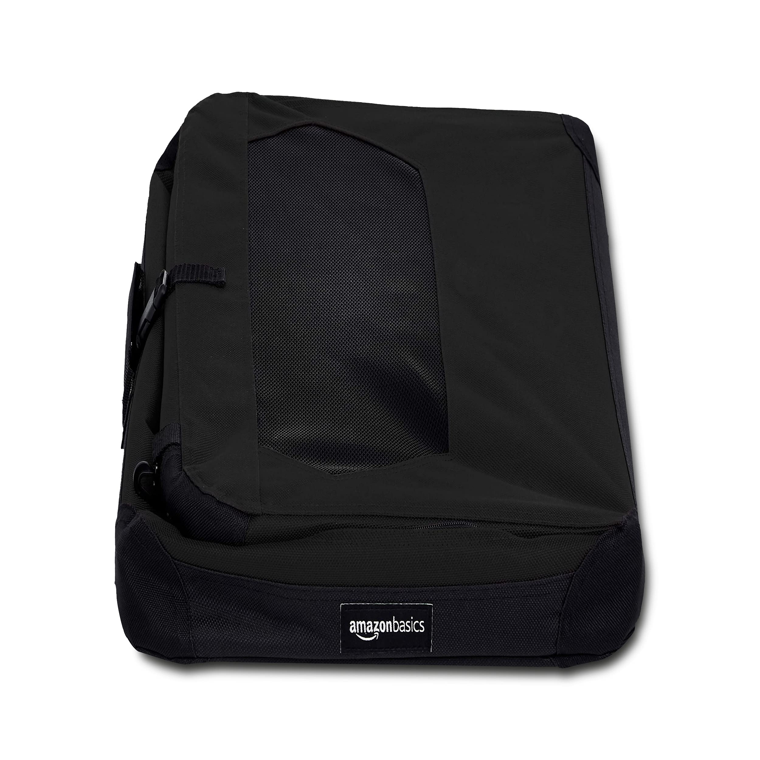Amazon Basics fleece-padded crate offers cozy comfort and easy cleaning.